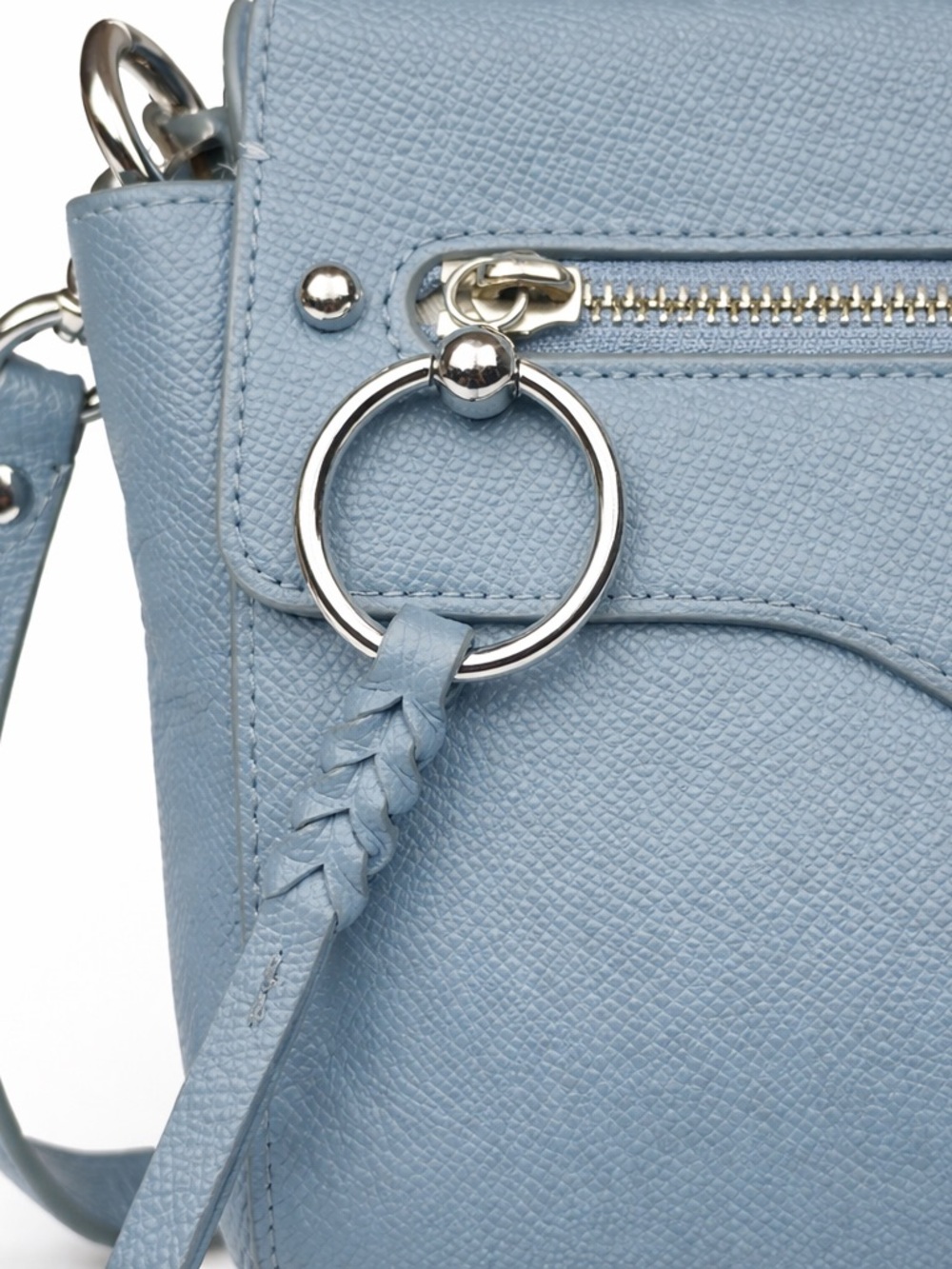 Rebecca Minkoff Blue Leather Crossbody Bag Silver Hardware Adjustable Strap - Picture 4 of 9